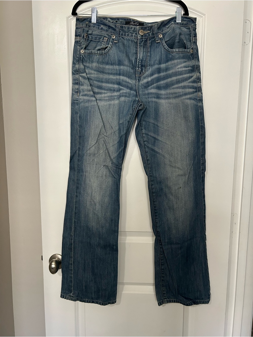 Marc Ecko Men's Bootcut Jeans in Faded Blue Denim